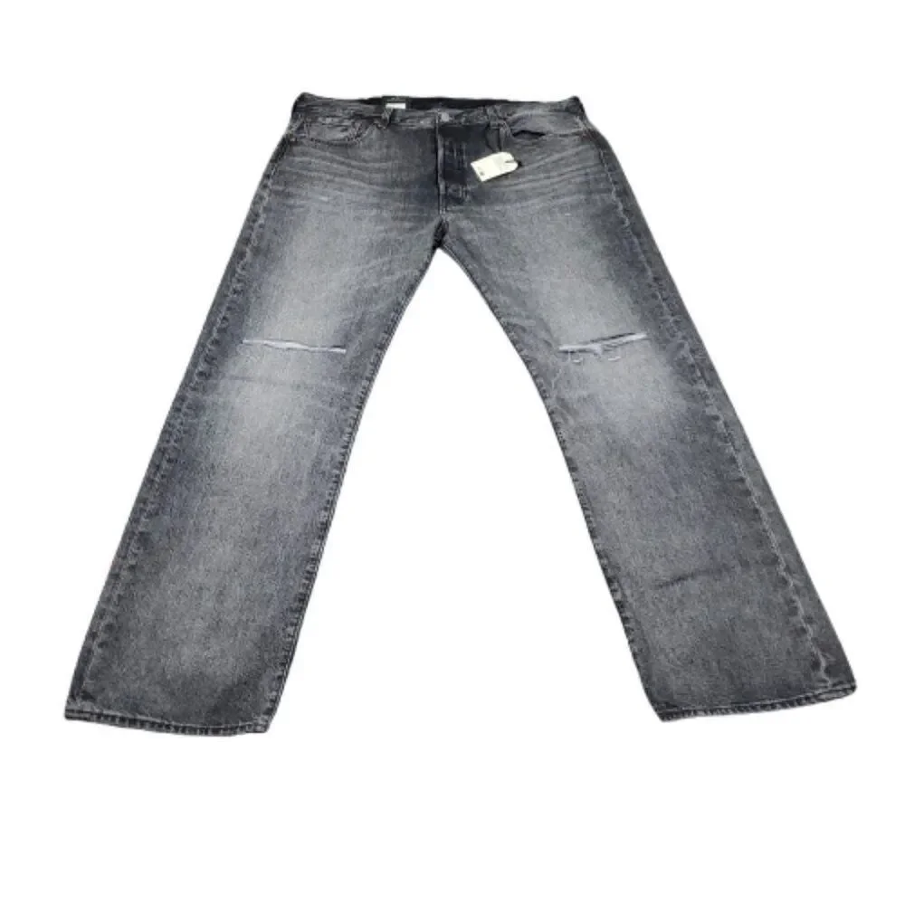 Levi's Premium 501 Original Straight Jeans Faded Black Distressed Size 38 X 32